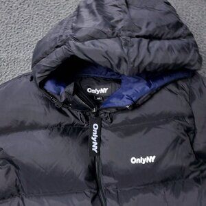 New ONLY NY Packable Snorkel Puffer Down Jacket Nylon Black Mens M Medium